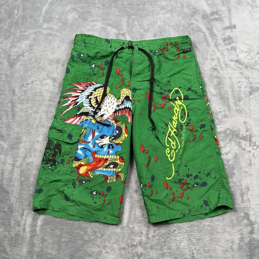Ed Hardy Kids's Board Shorts Eagle Skull Snake Youth Size Large 2009 Y2K*